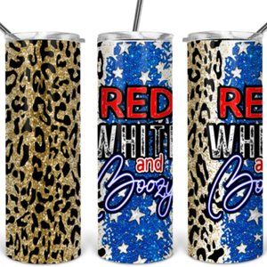 Red White & Boozy Skinny Tumbler 20 oz Lid/Straw